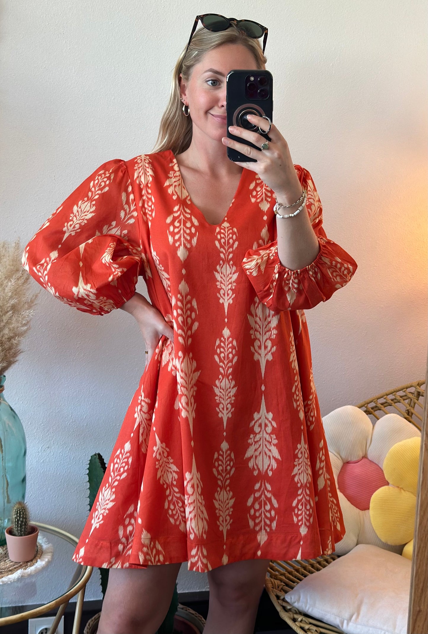 Robe d’été corail T.36 oversize neuve