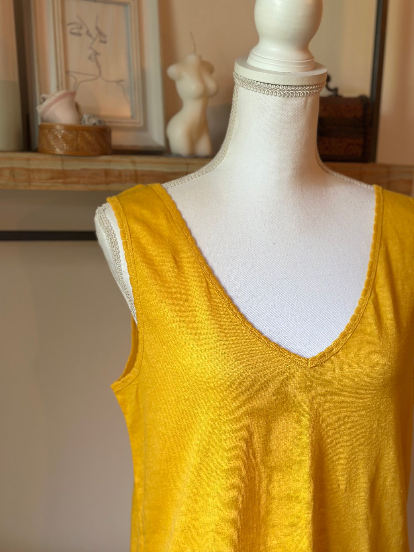 Top jaune soleil Cyrillus – 100 % lin T.42