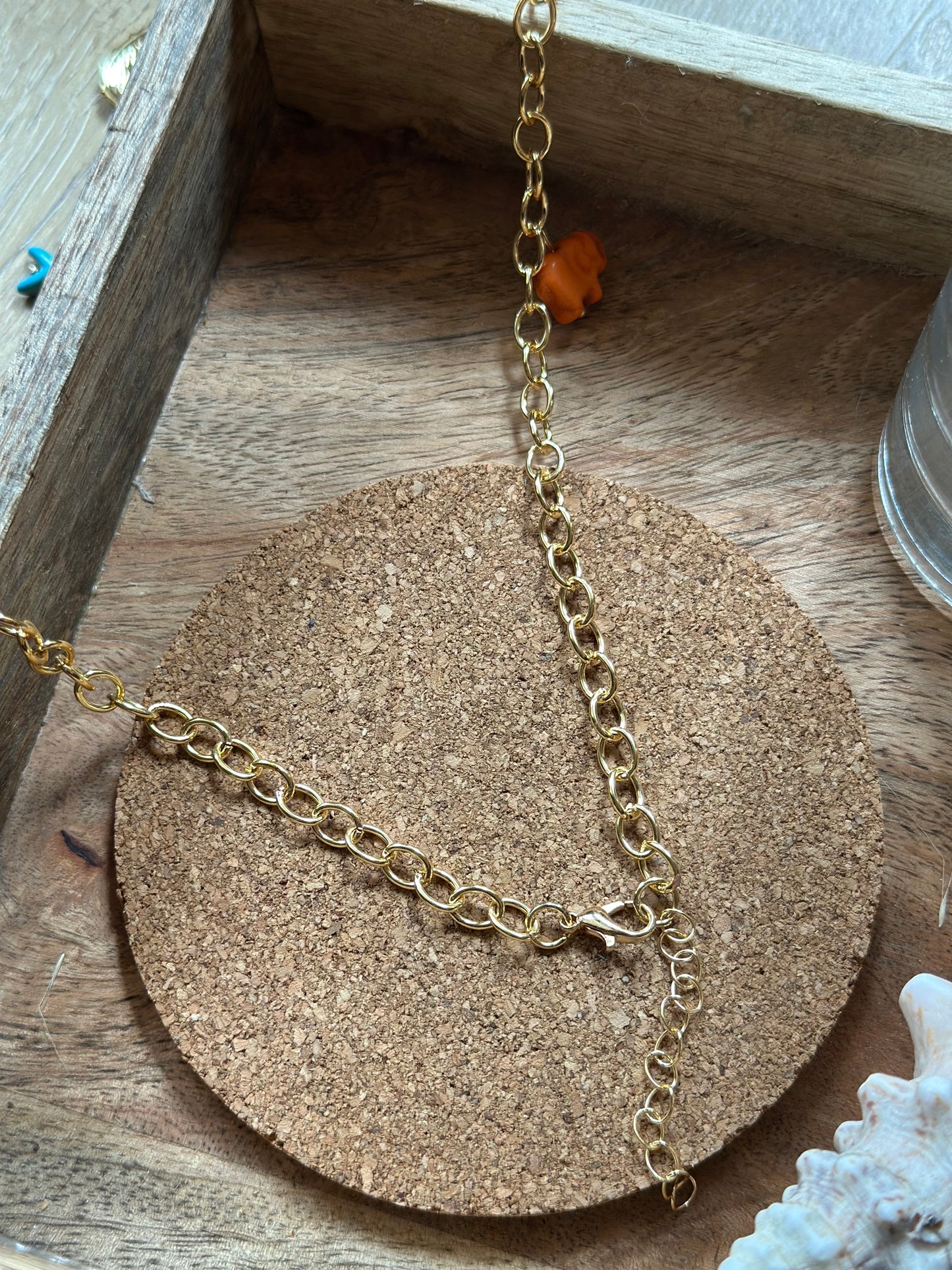Collier doré acier inoxydable avec pendentifs tendance et colorés