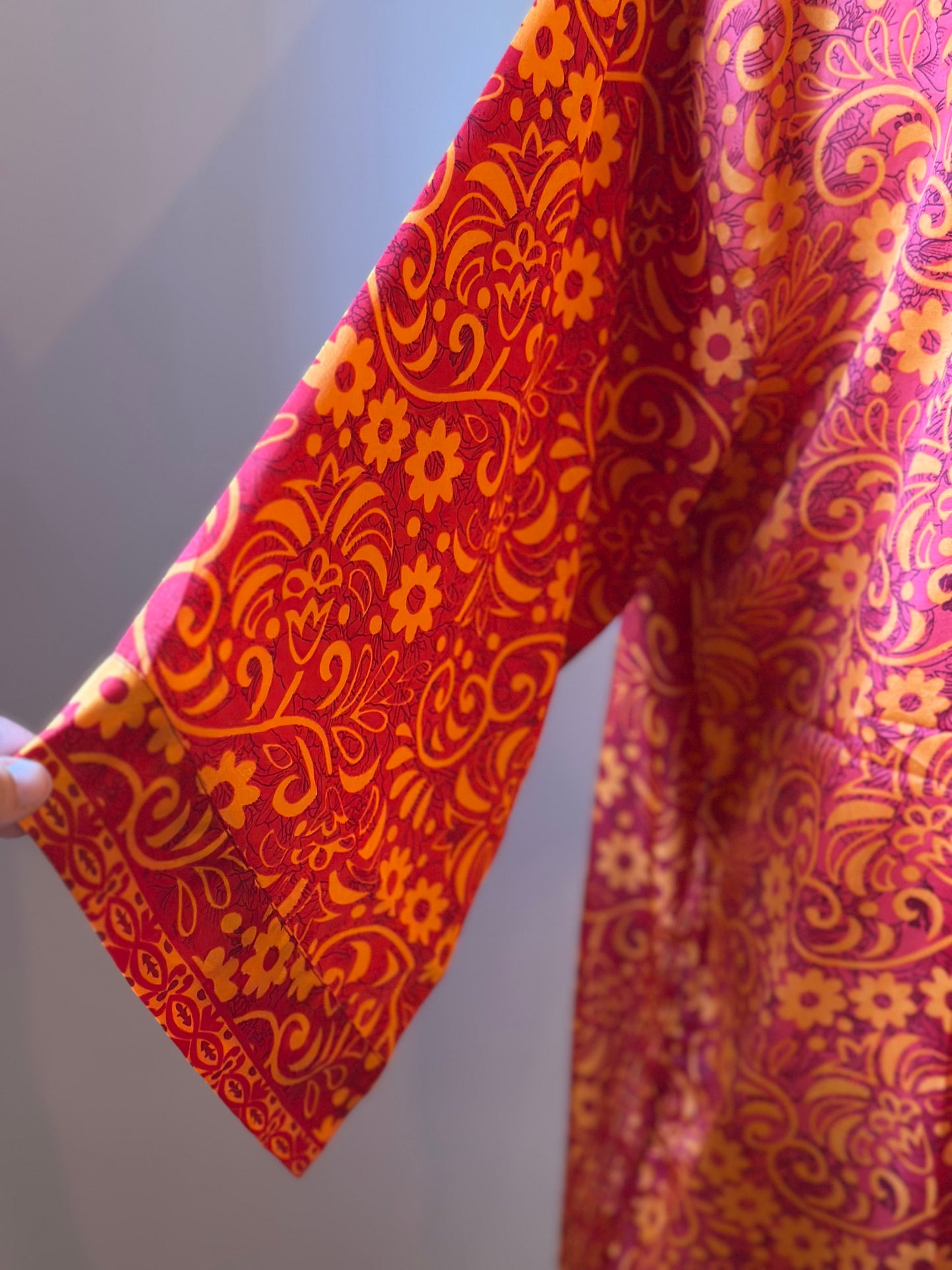 Kimono long fleuri orange rouge - Goa Paris neuf T.36/38