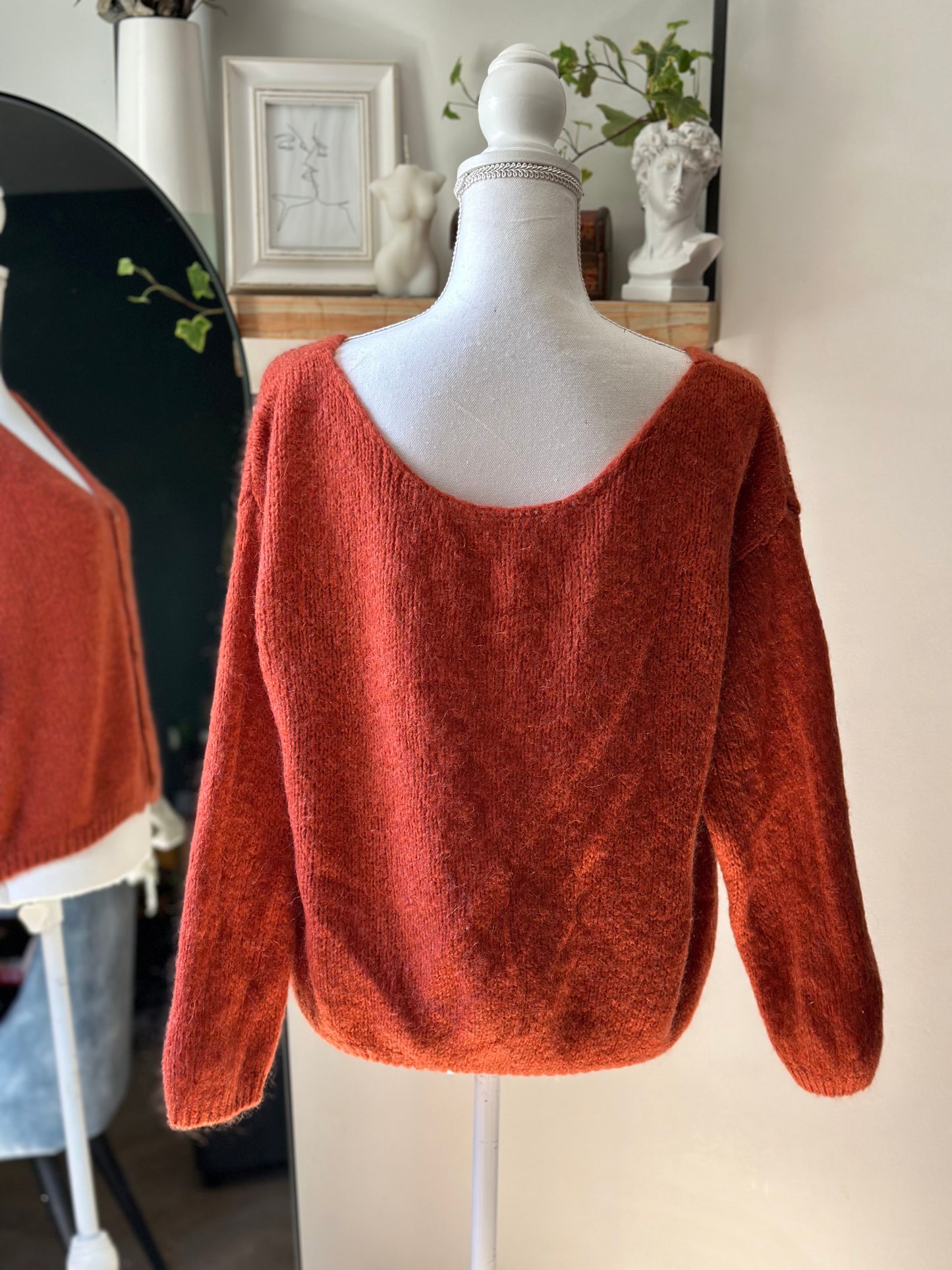 Gilet pull en mohair rouille réversible T.U