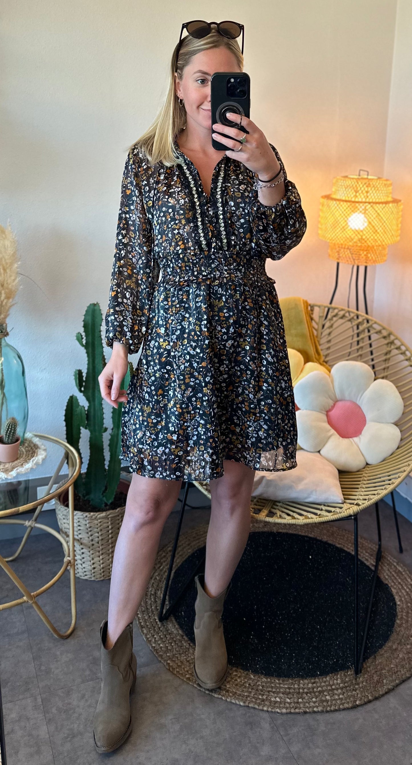 Robe évasée avec imprimé floral T.34