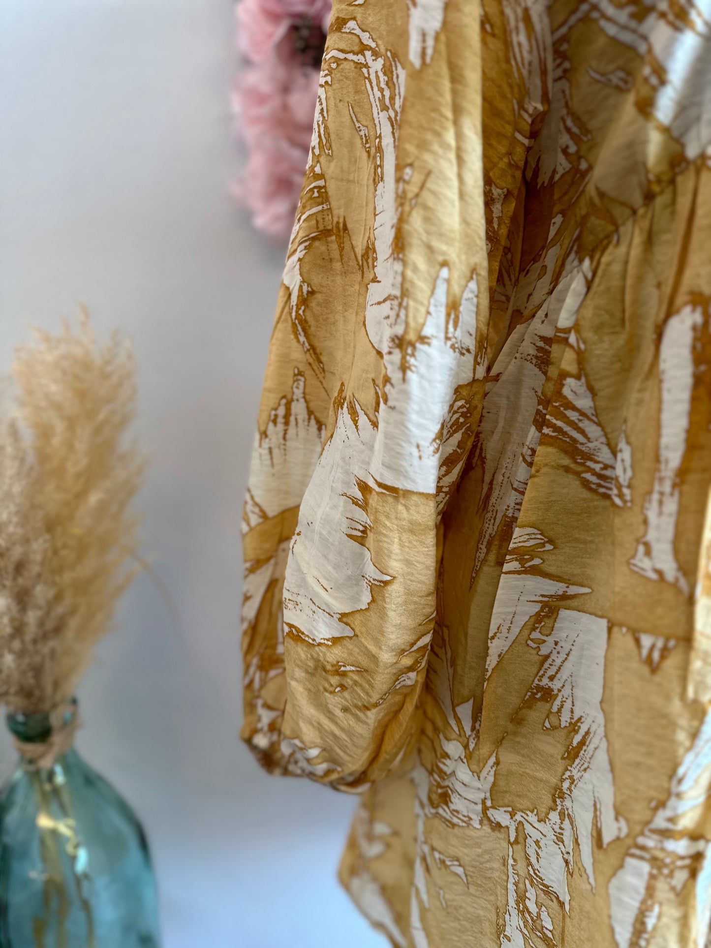 Robe trapèze à motifs jaune et blanc neuve T.34