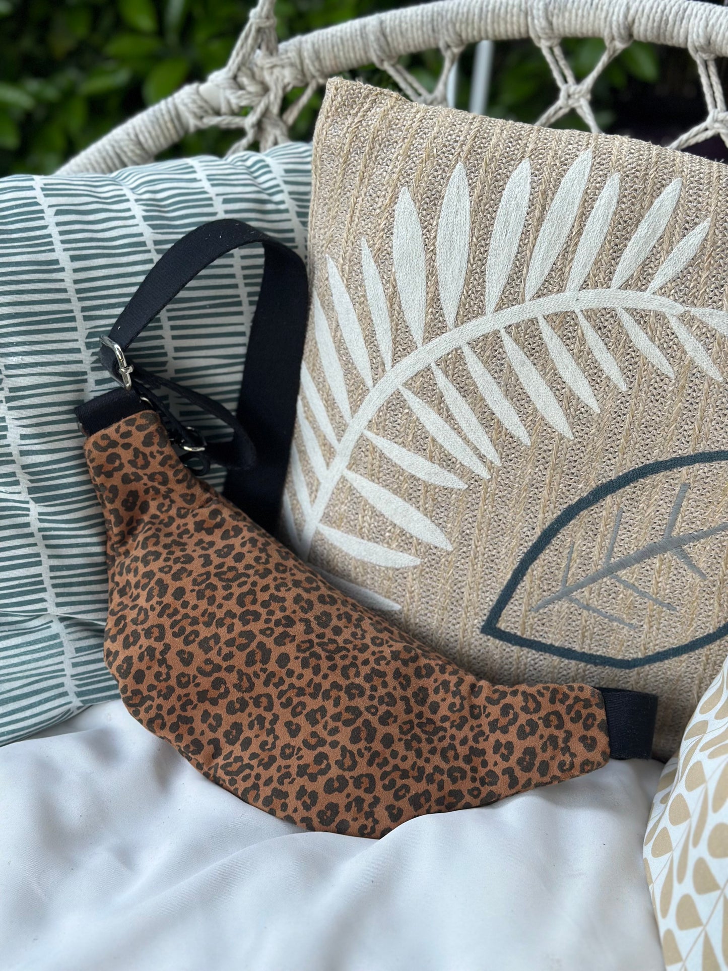 Sac banane imprimé léopard coton marron neuves