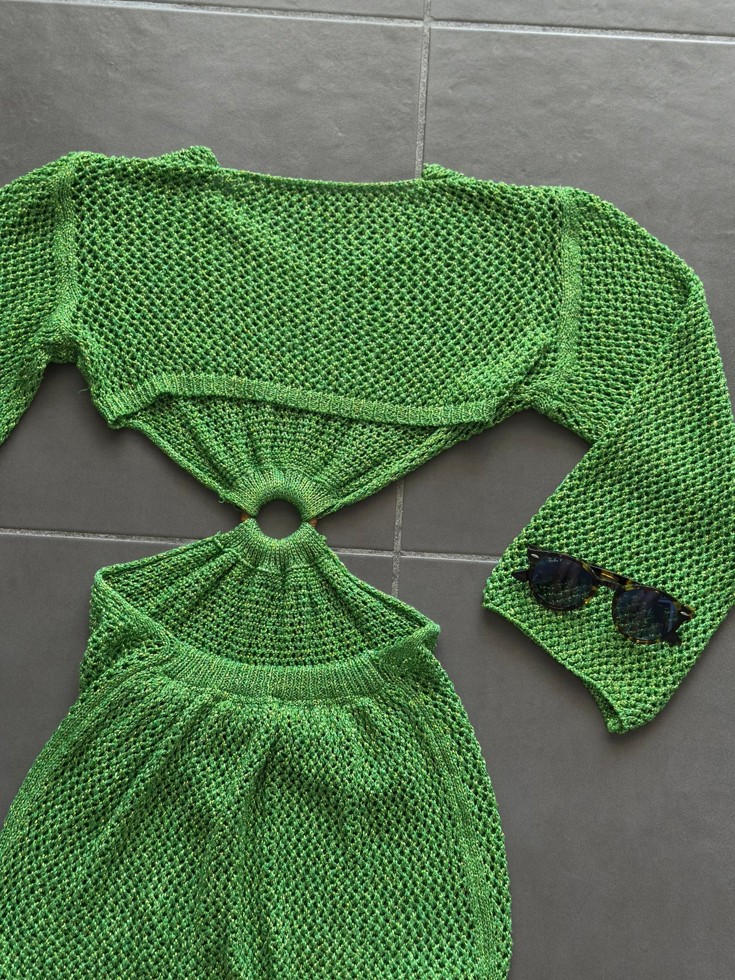 Robe d’été en maille scintillante verte T.36