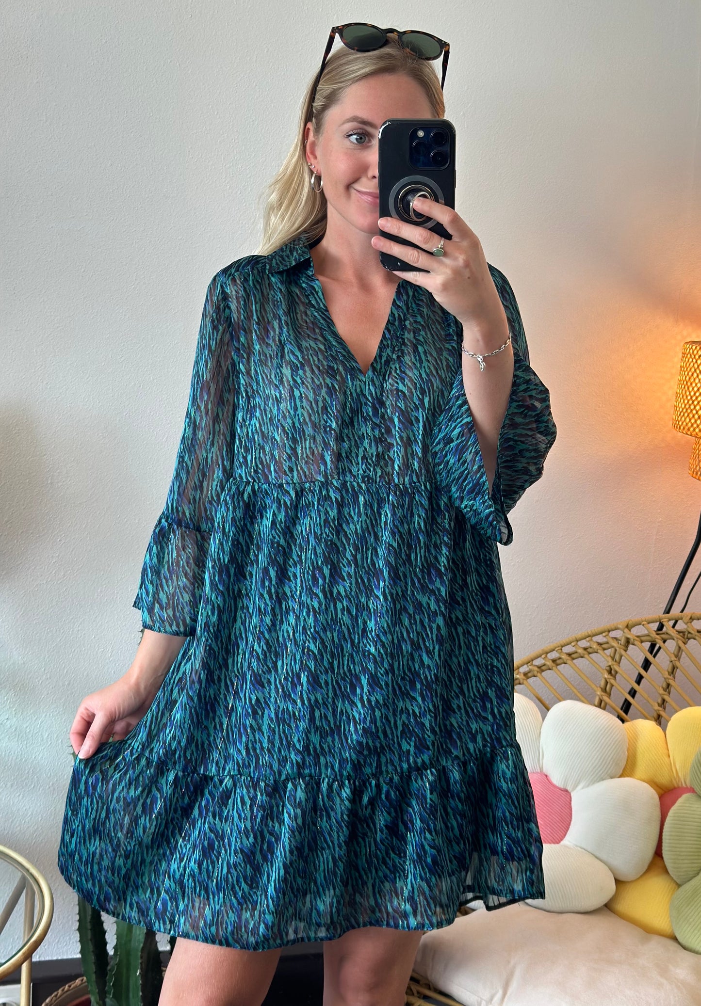 Robe d’été fluide à motifs bleus, T.36