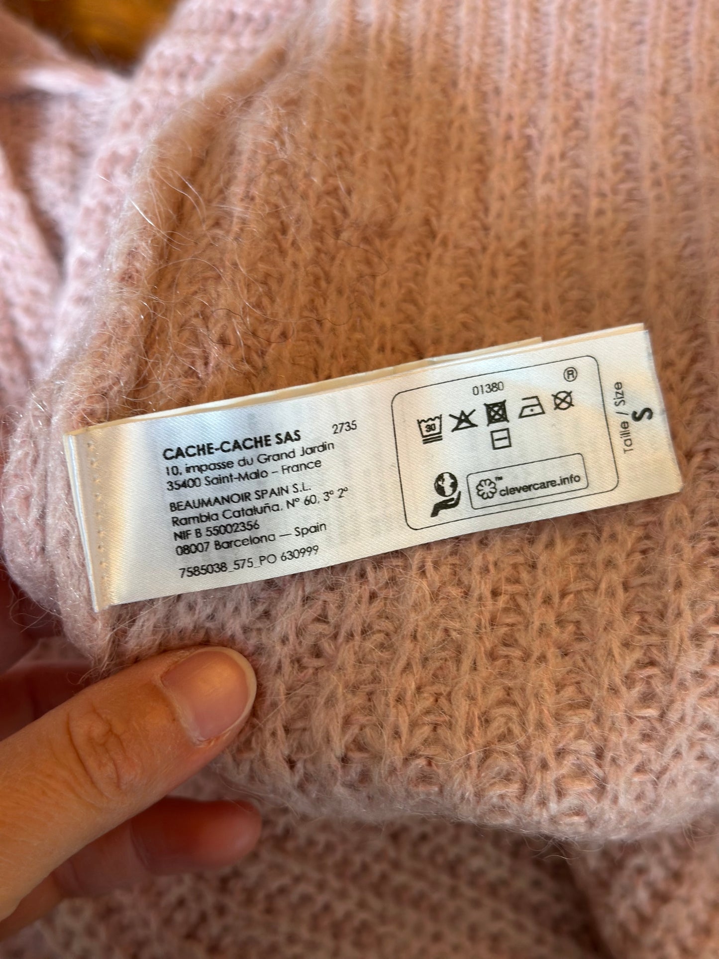 Pull rose clair en alpaga T.36