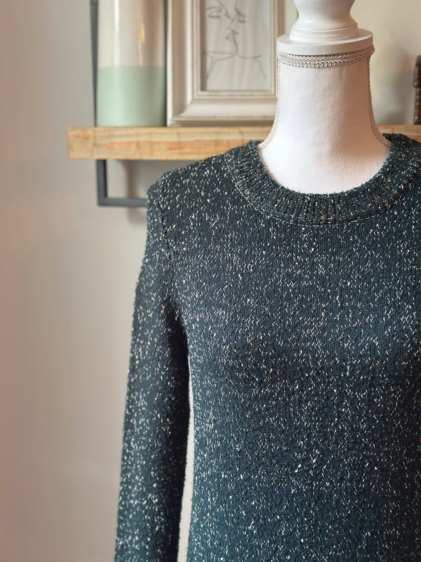 Pull vert sapin chiné à fils argentés Vero Moda – Taille XS