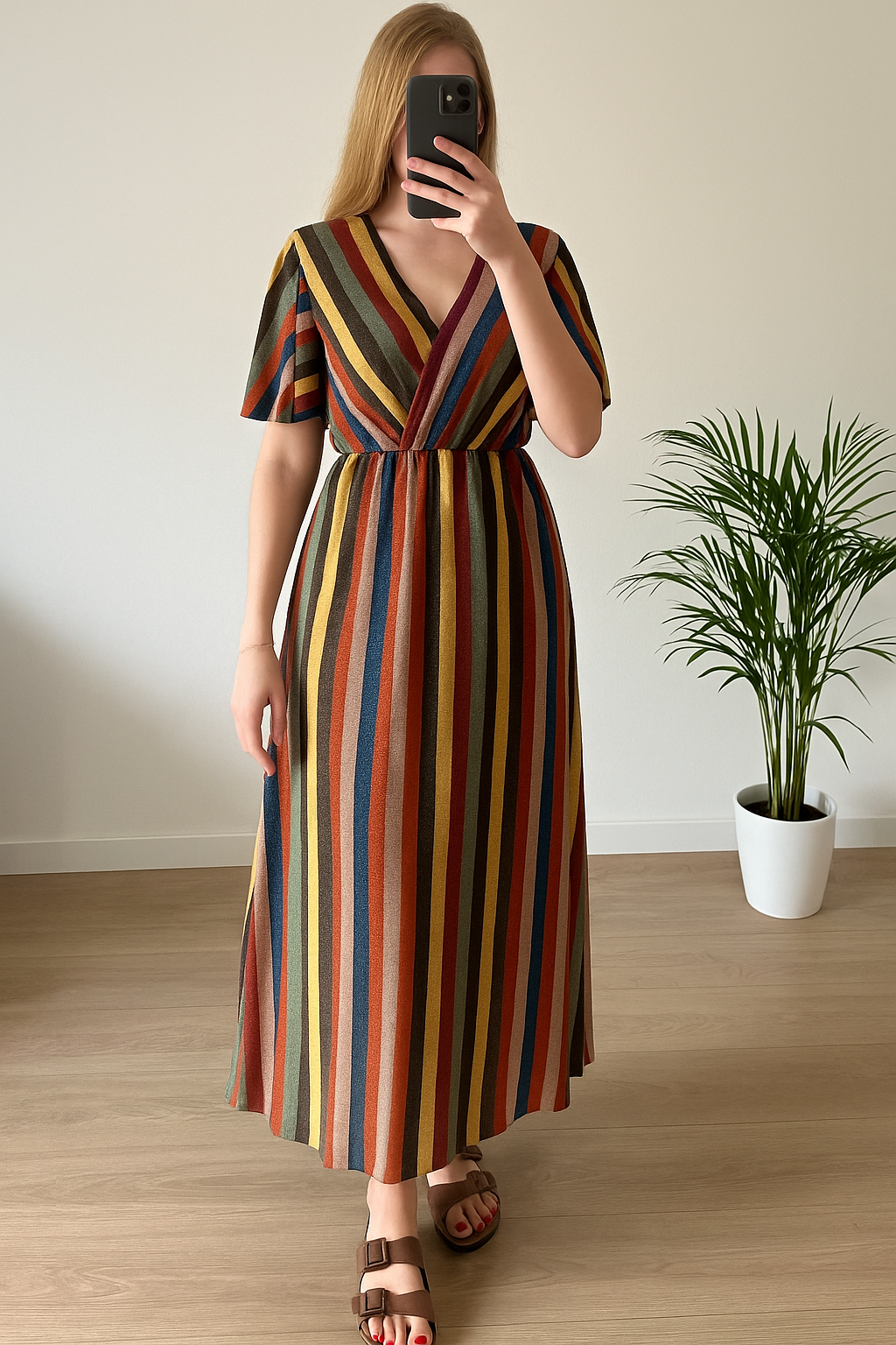 Robe longue rayée lurex multicolore T.U