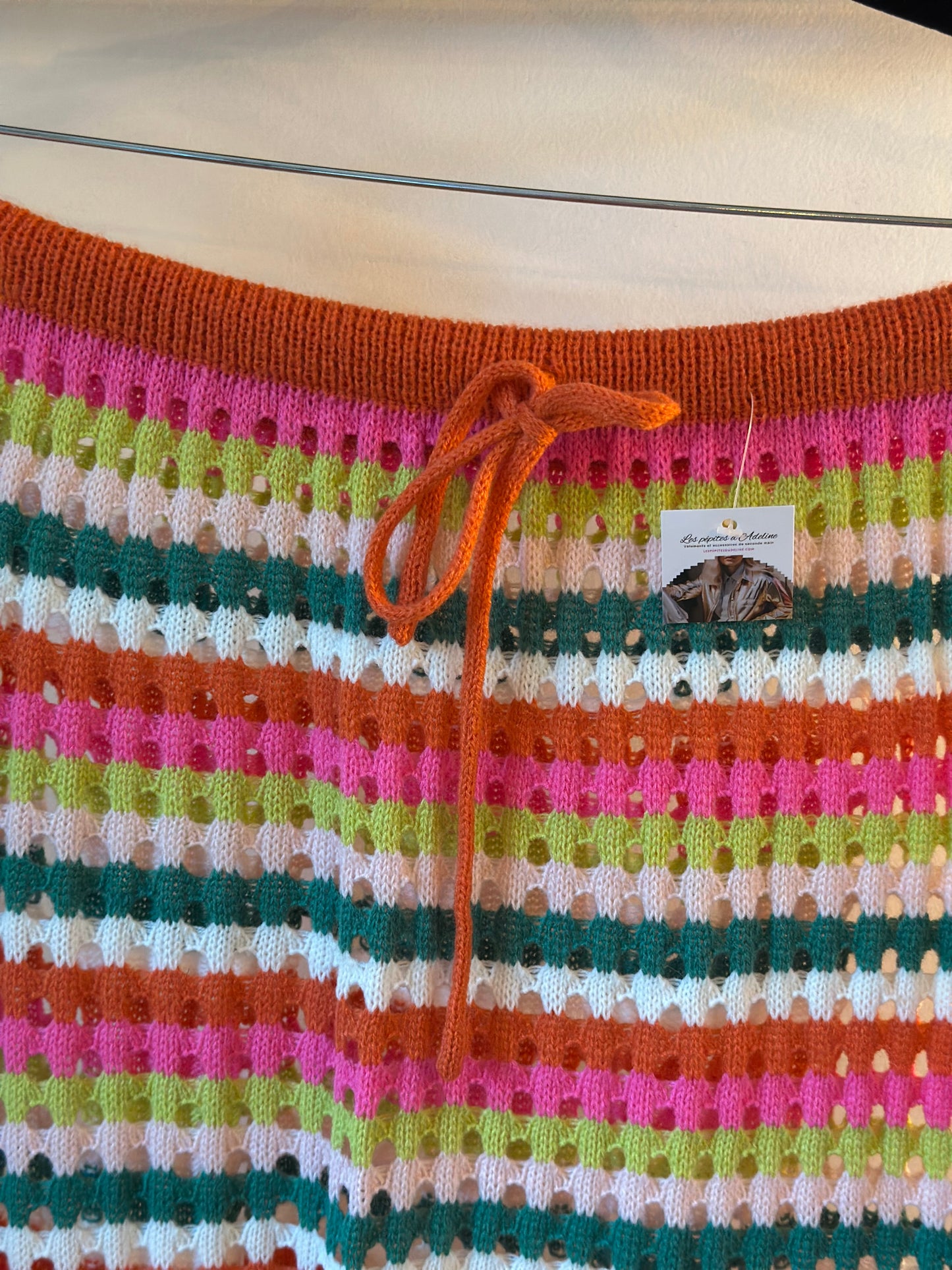 Jupe longue crochet colorée, fente côté T.38/40