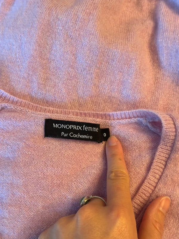 Pull rose clair col V en cachemire T.34