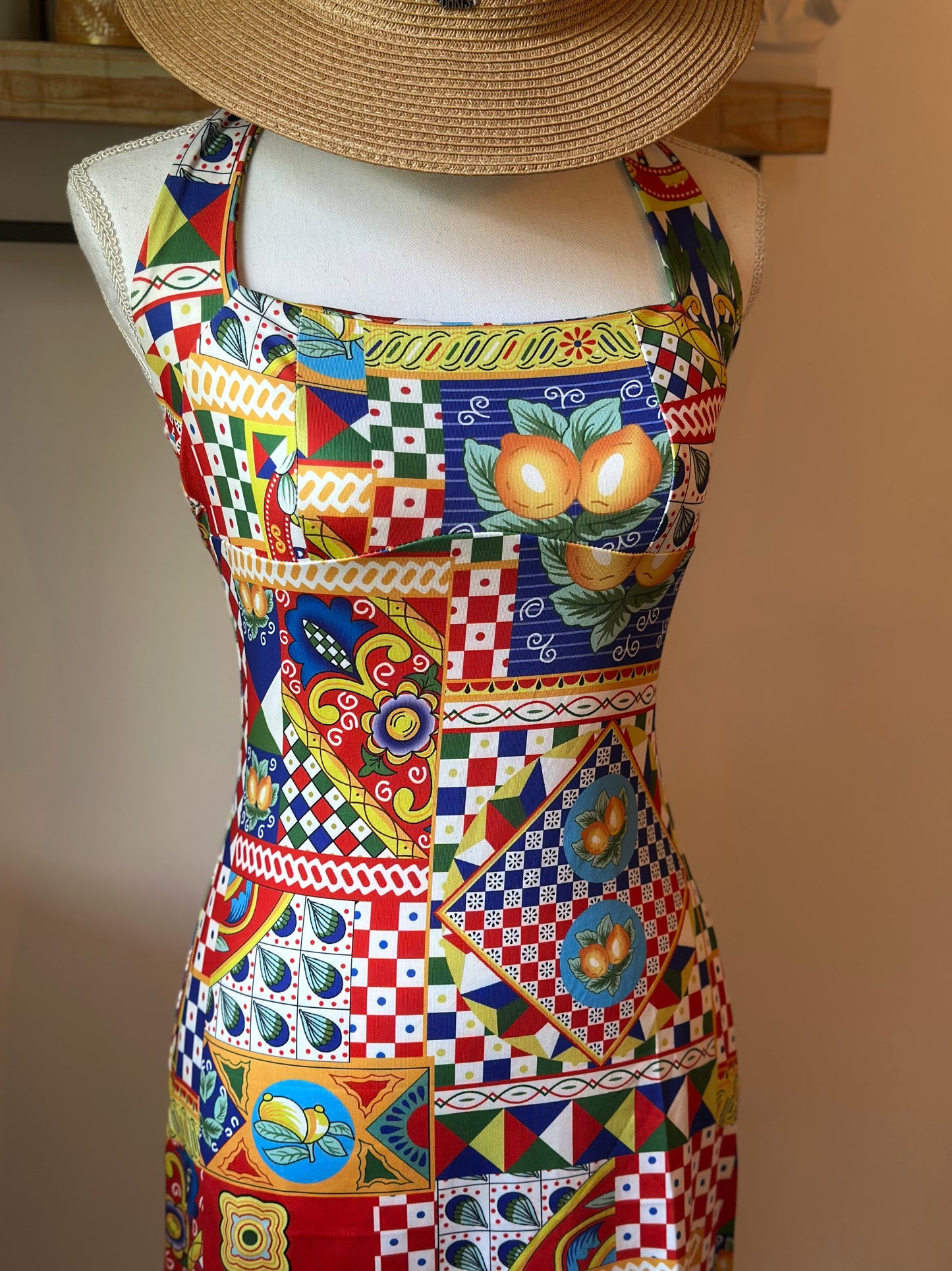 Robe courte dos nu imprimé coloré citron – Style Italie T.36