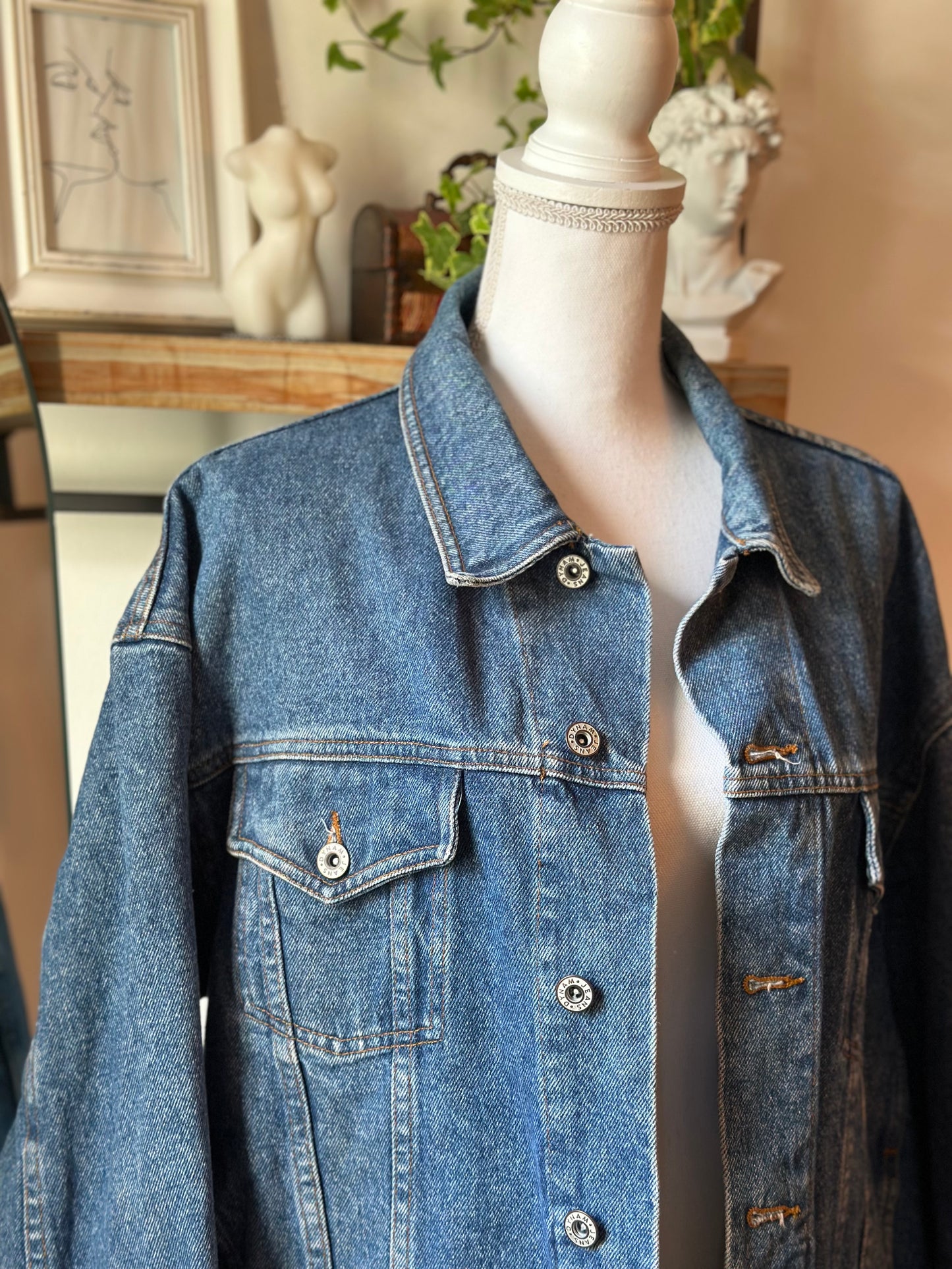 Veste en jean bleu denim vintage– T.U oversize