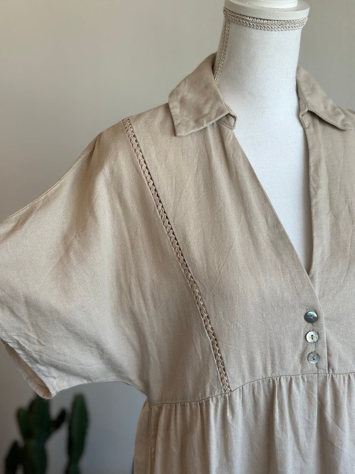 Robe babydoll beige en laine T.34 neuve