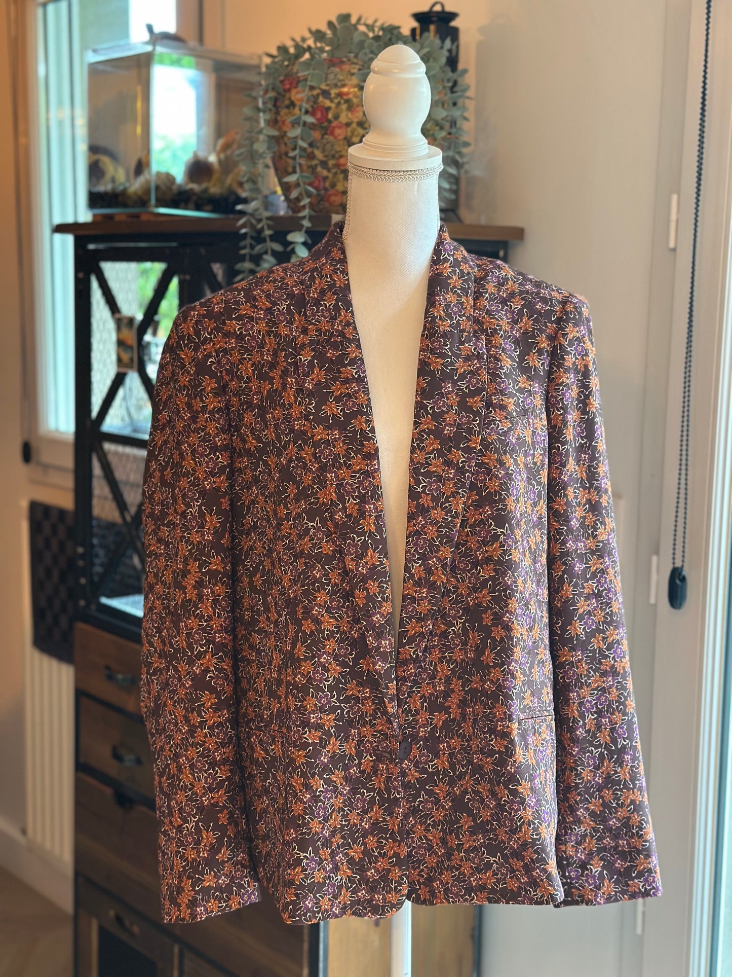 Veste blazer imprimé floral marron T.44