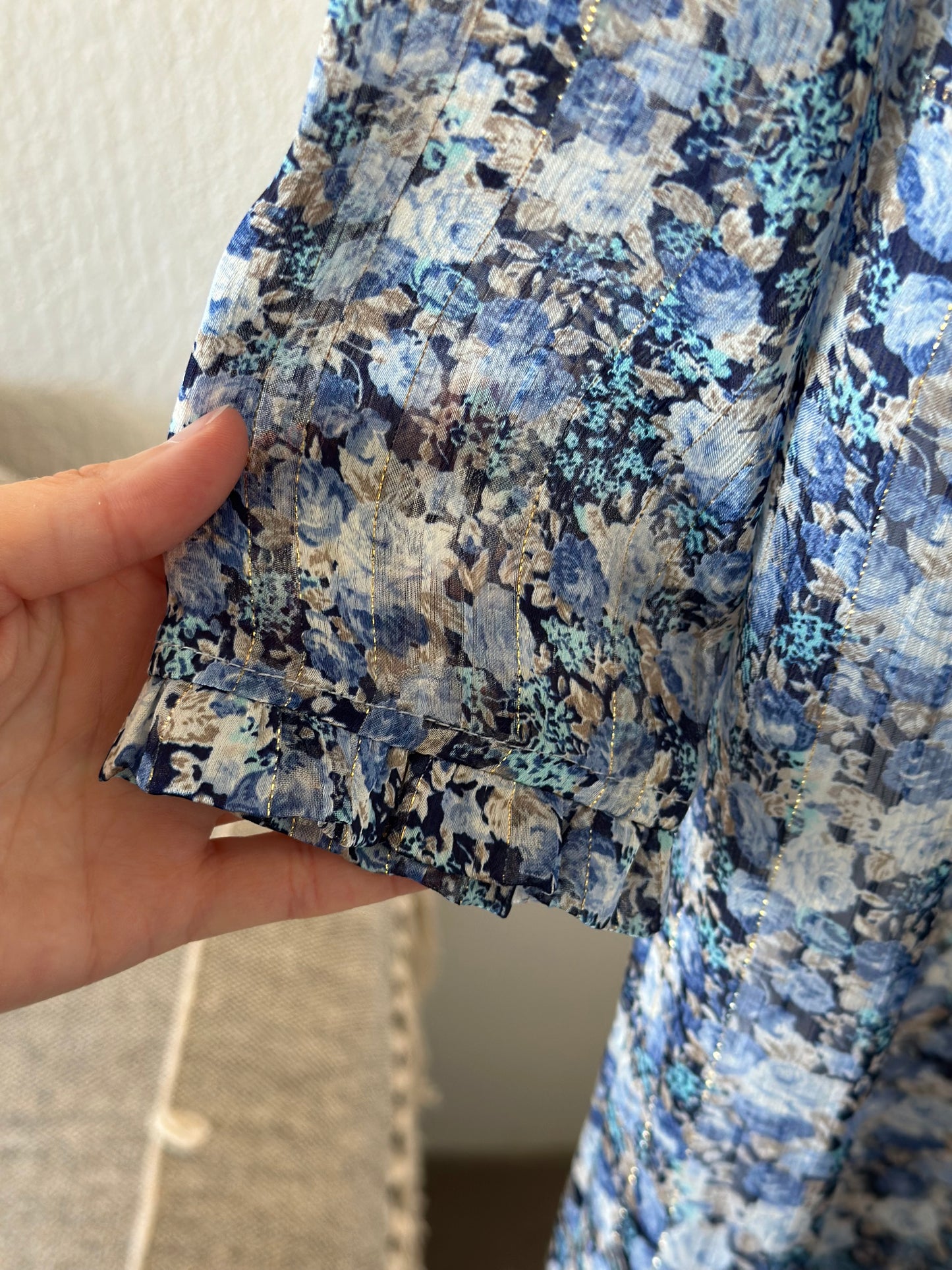 Robe fluide à imprimé fleuri bleu T.36/38