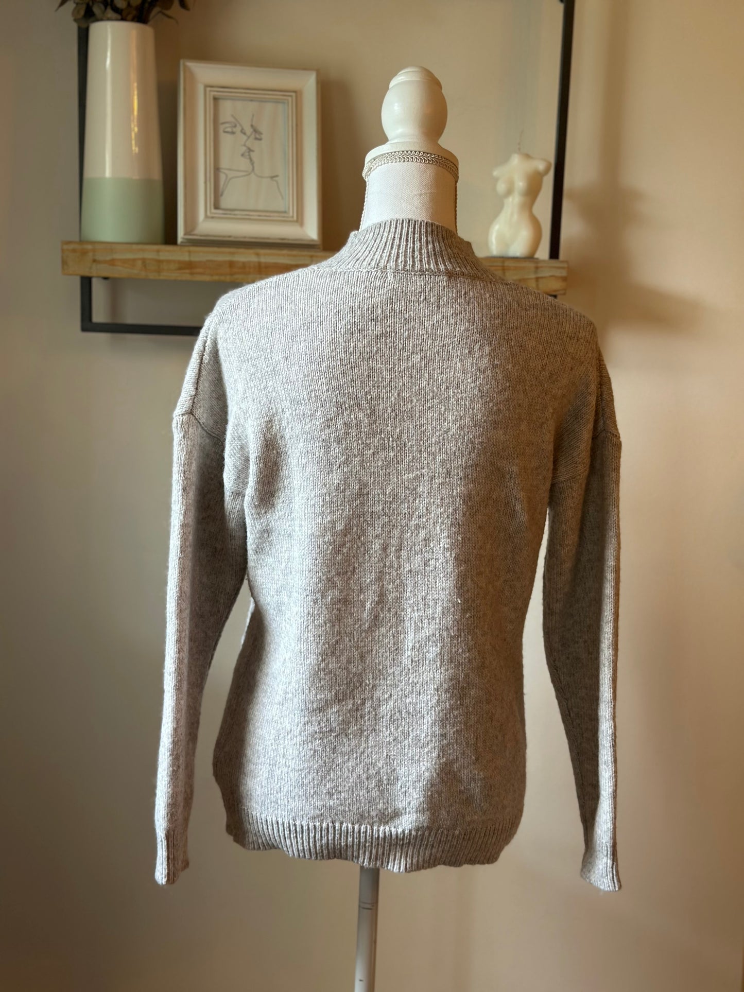 Pull torsadé col montant gris T.36