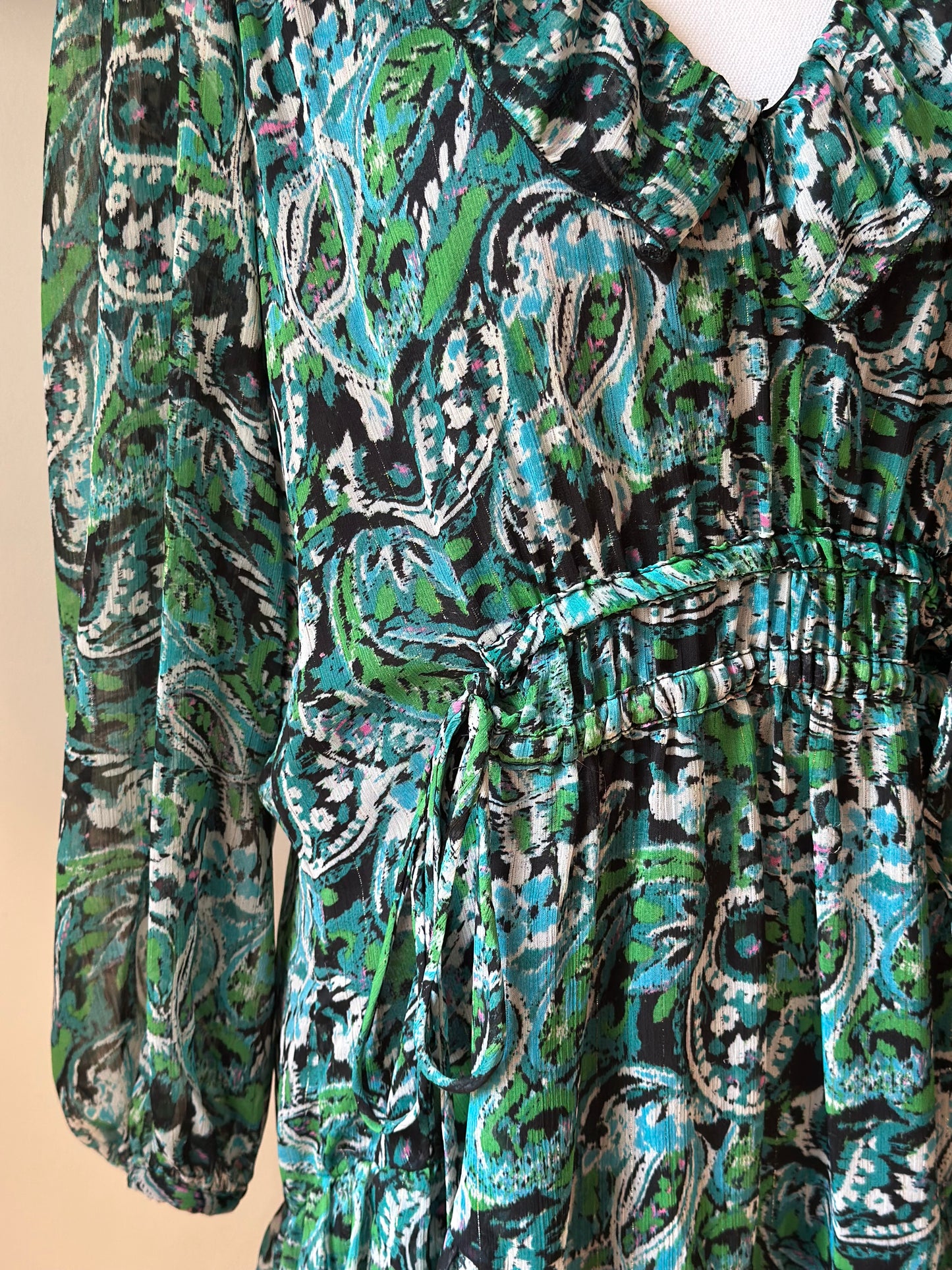 Robe midi imprimé cachemire vert T.40