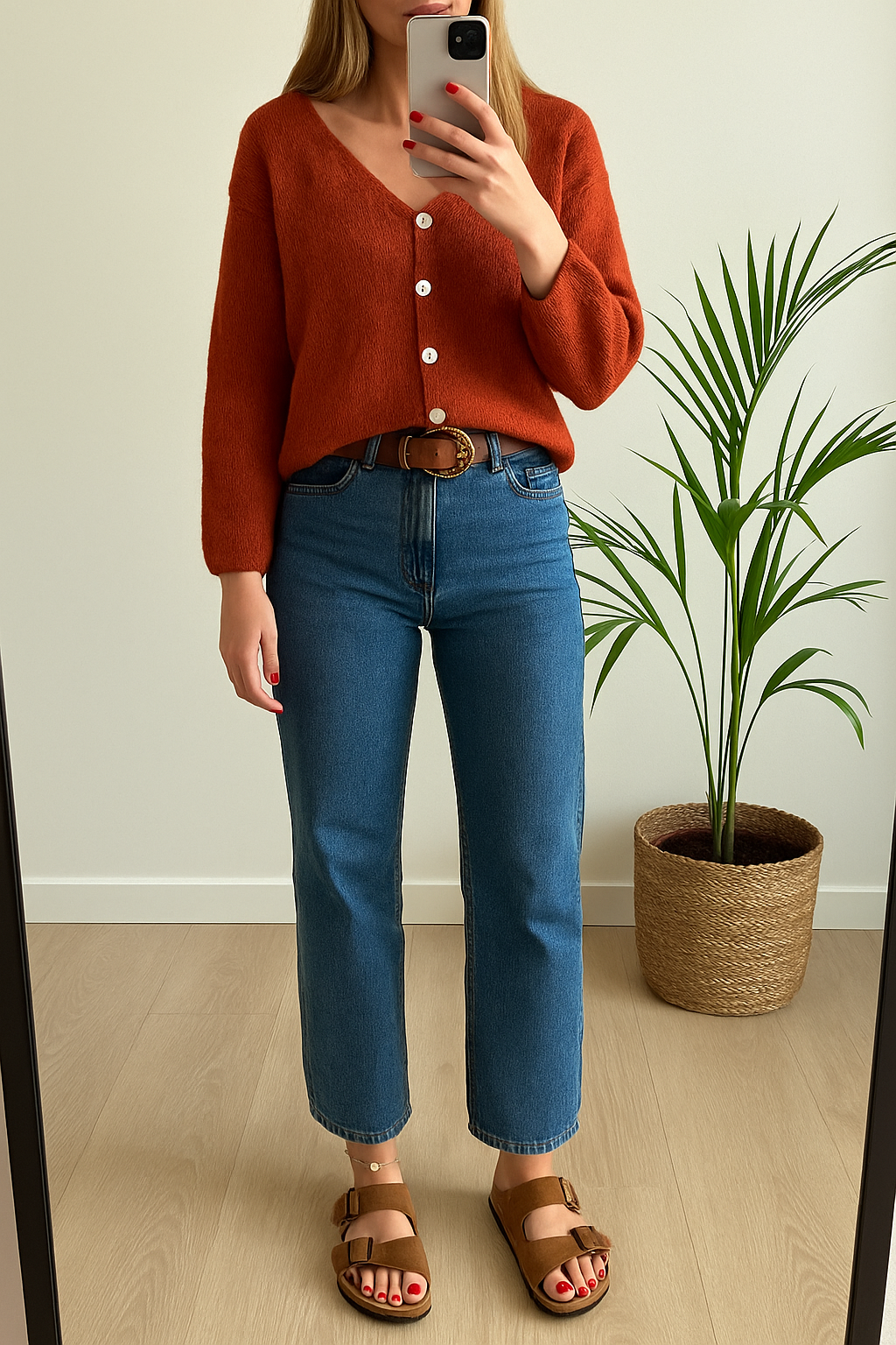 Gilet pull en mohair rouille réversible T.U
