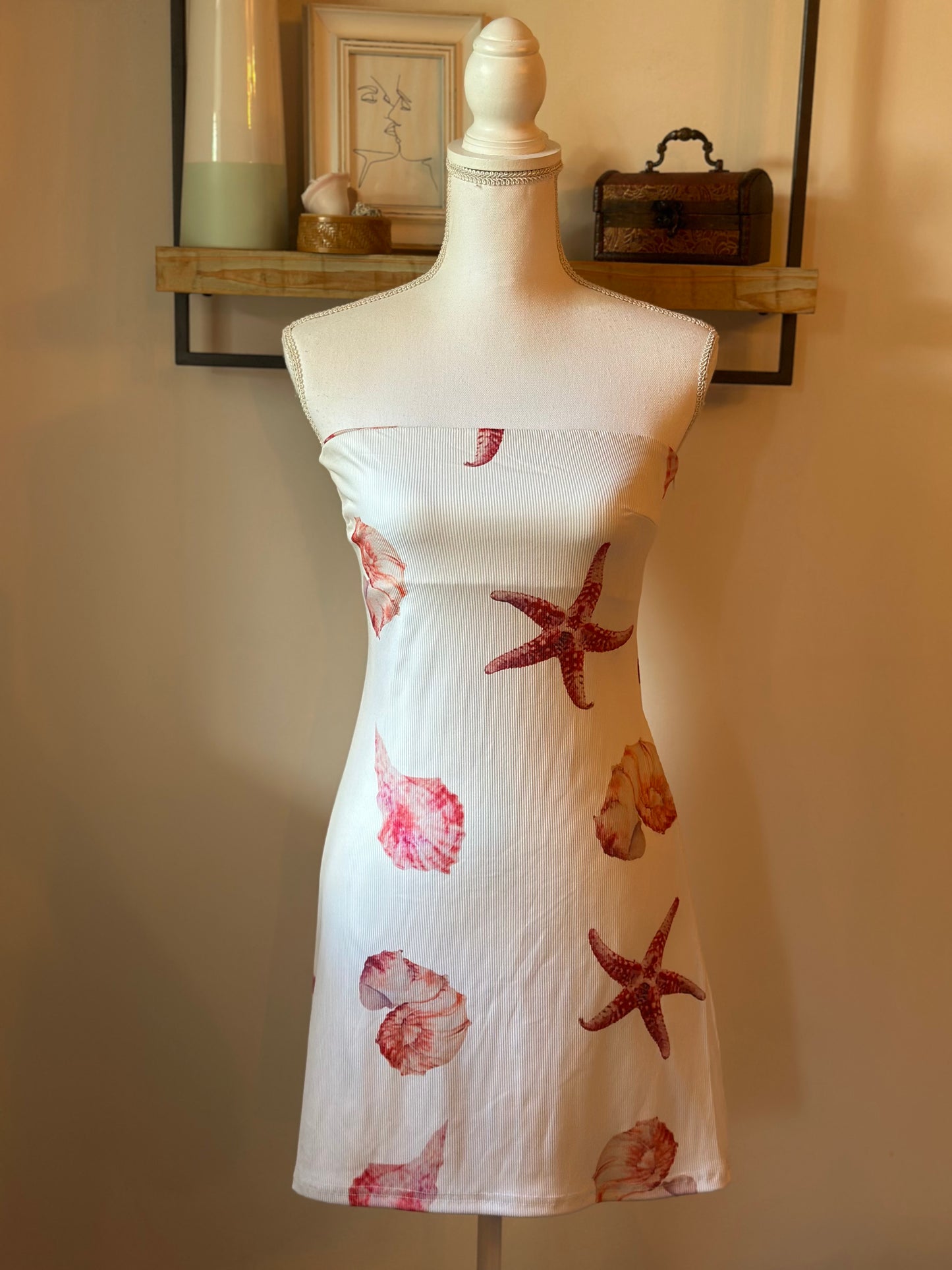 Robe Bustier, motifs Coquillages & Étoiles de Mer T.36
