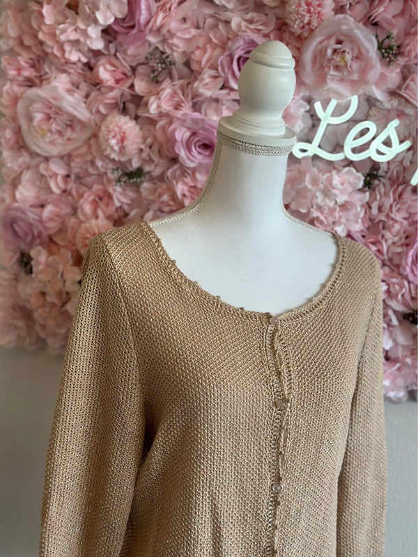 Cardigan en maille de lin et lurex argenté T.40