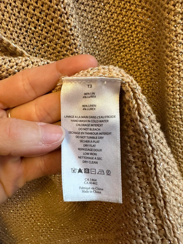 Cardigan en maille de lin et lurex argenté T.40
