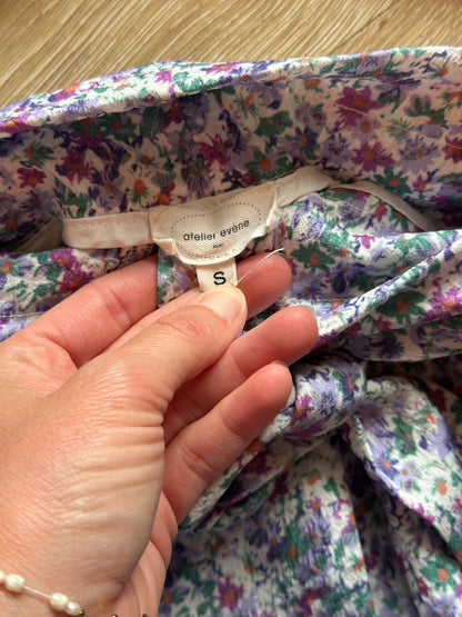 Short taille haute fleuri lilas T.36
