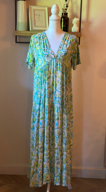 Robe longue fluide imprimé pastel T.U 38/42