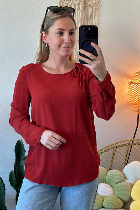 Blouse bohème rouge orangé, T.36/38