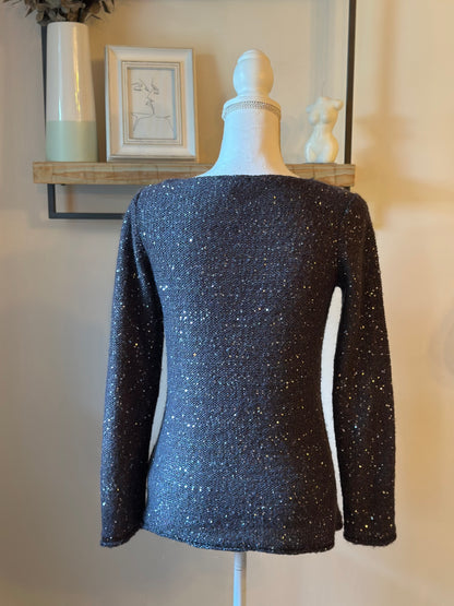 Pull gris à sequins en mohair et laine T.38