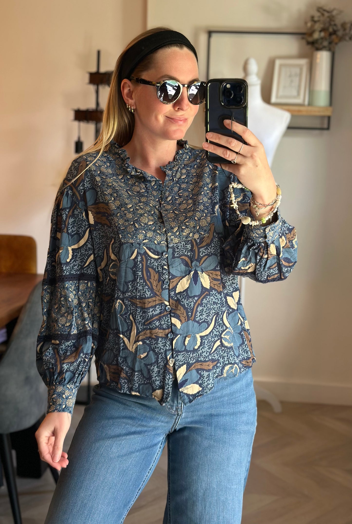 Blouse imprimé floral bleu Monoprix T.34