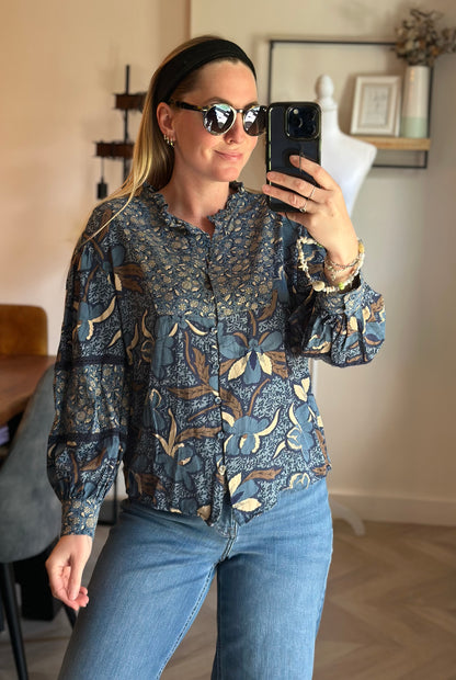 Blouse imprimé floral bleu Monoprix T.34