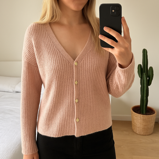 Gilet cardigan rose clair et lurex J&S Millenium taille TU