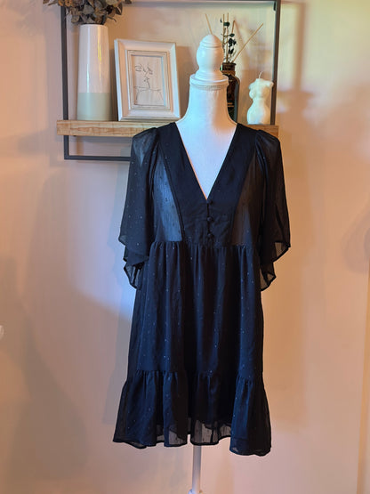 Robe fluide imprimé pois dorés T.38