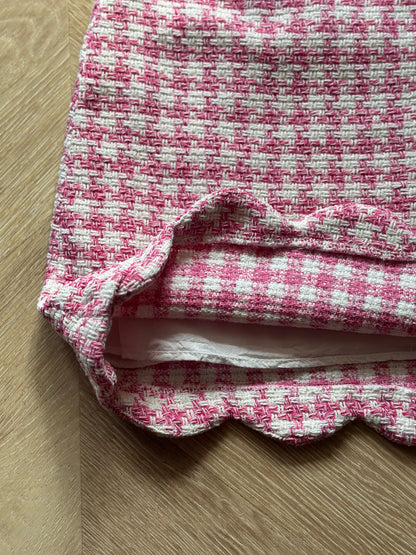 Jupe tweed motif pied-de-poule rose et blanc T.36