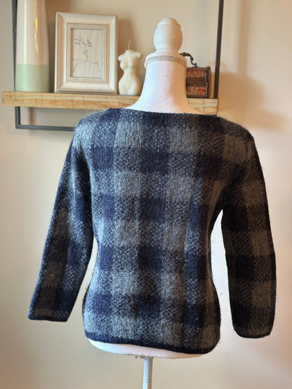 Pull à carreaux en mohair et alpaga T.38