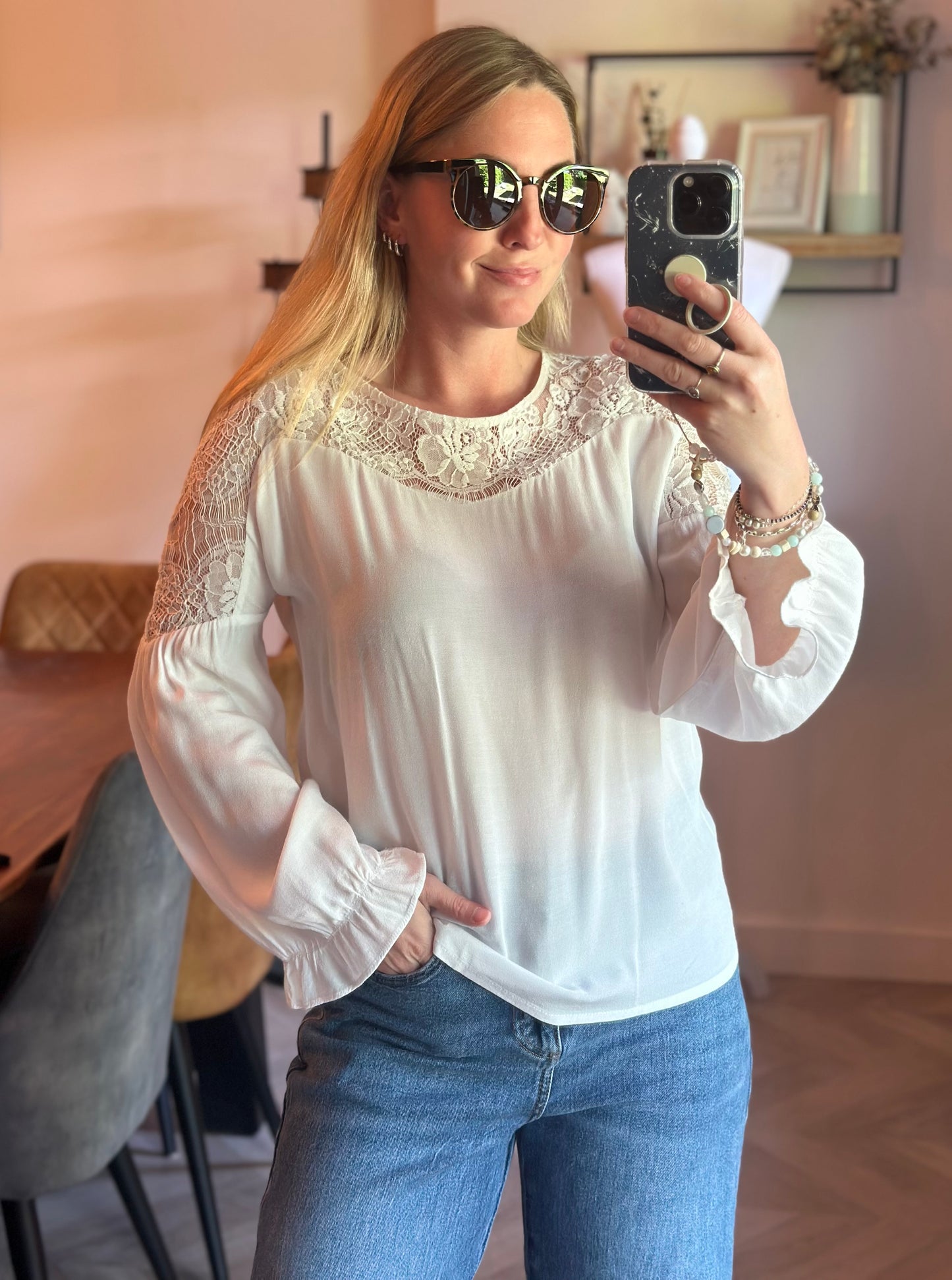 Blouse blanche dentelle T.36