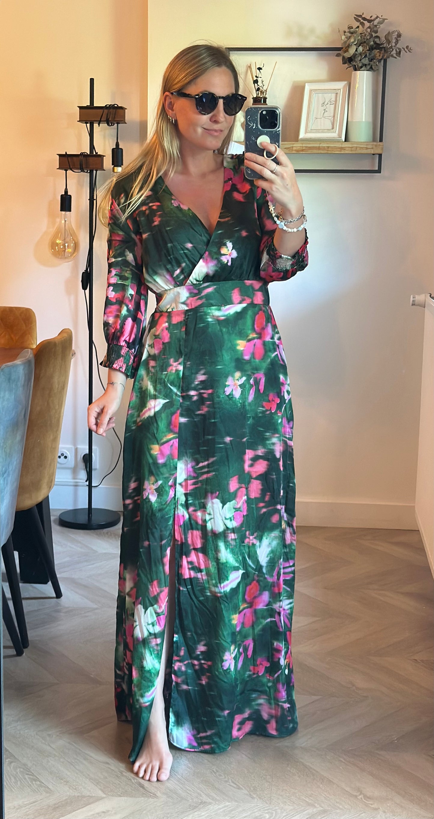 Robe longue fleurie multicolore T.40
