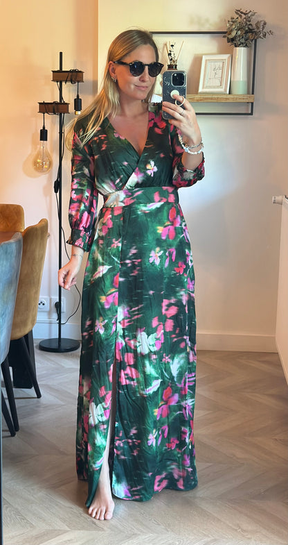 Robe longue fleurie multicolore T.40