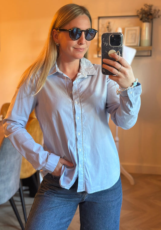 Chemise rayée bleu clair T.40