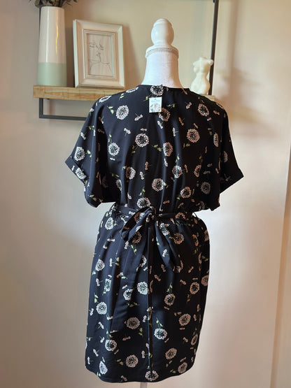 Robe portefeuille imprimé fleuri noir T.36/38