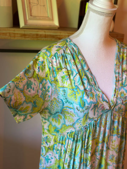 Robe longue fluide imprimé pastel T.U 38/42