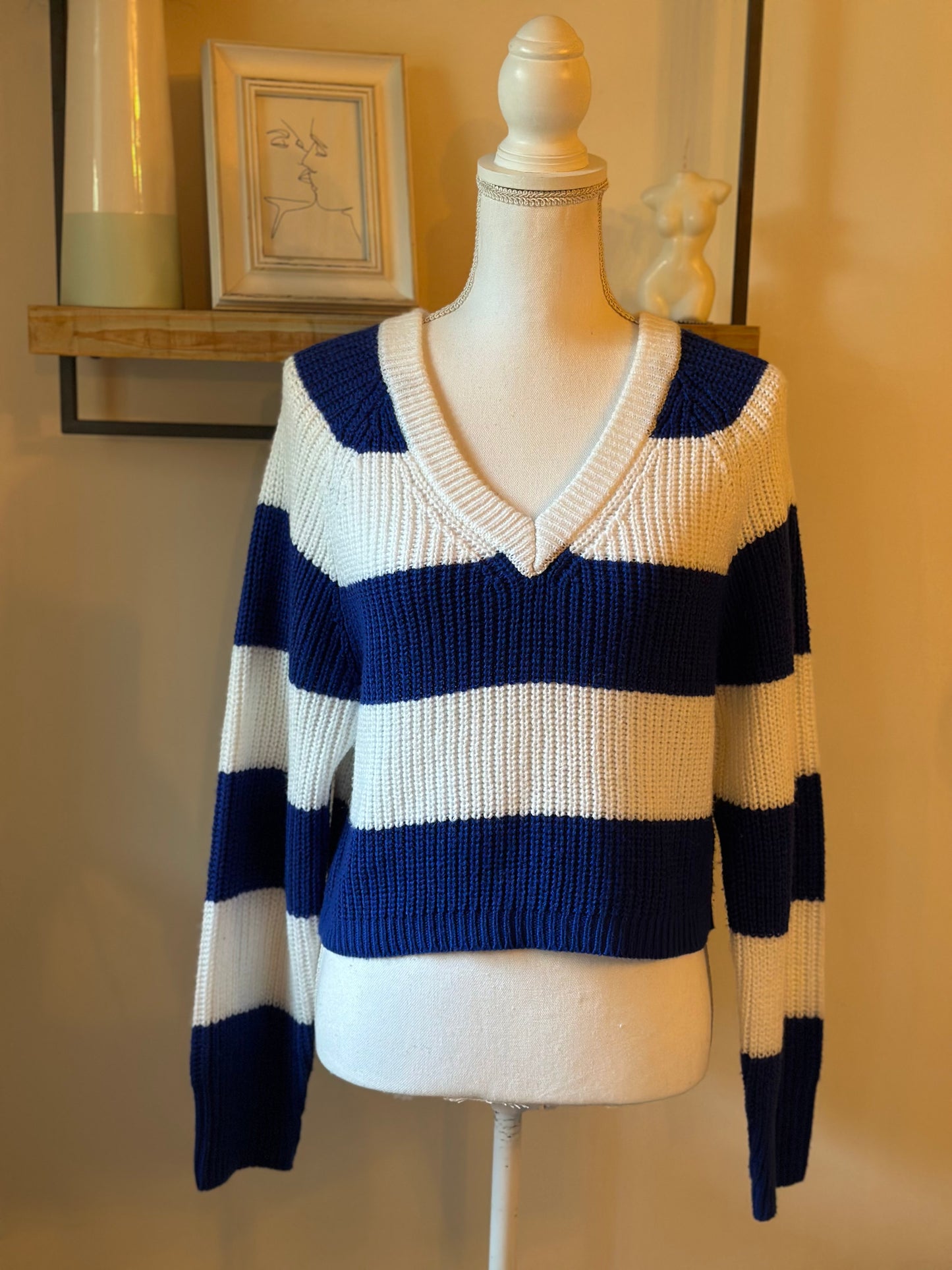 Pull marinière rayé bleu blanc T.38