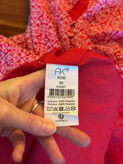 Robe longue imprimé rouge et blanc T.36