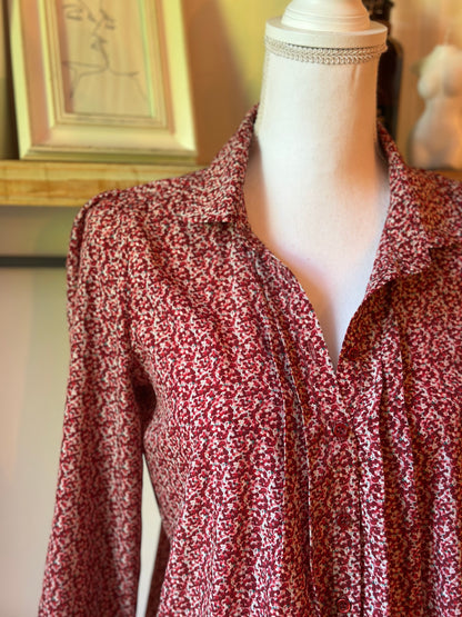 Chemise fluide imprimé bordeaux Naf Naf manches 3/4 - taille 36