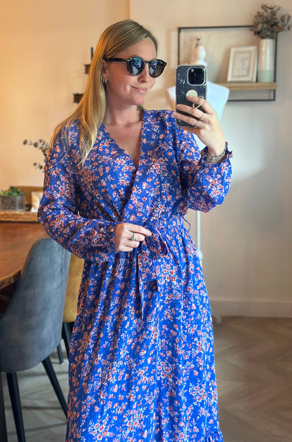Robe longue fleurie bleu rose T.36/38
