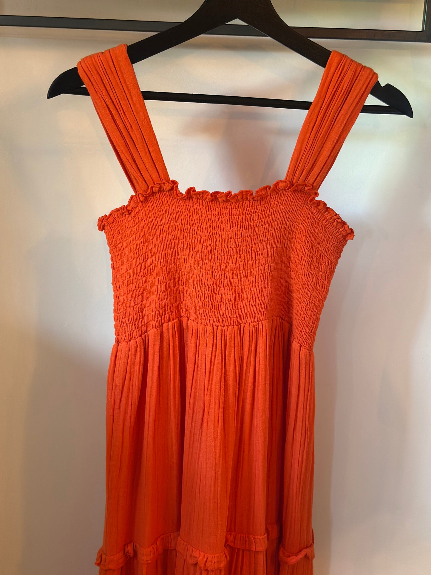 Robe longue terracotta smockée - T.34