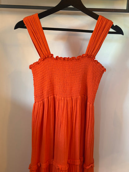 Robe longue terracotta smockée - T.34