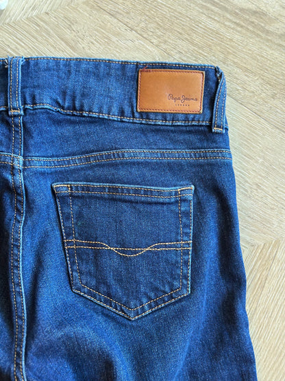 Jean flare bleu brut taille basse coton T.36