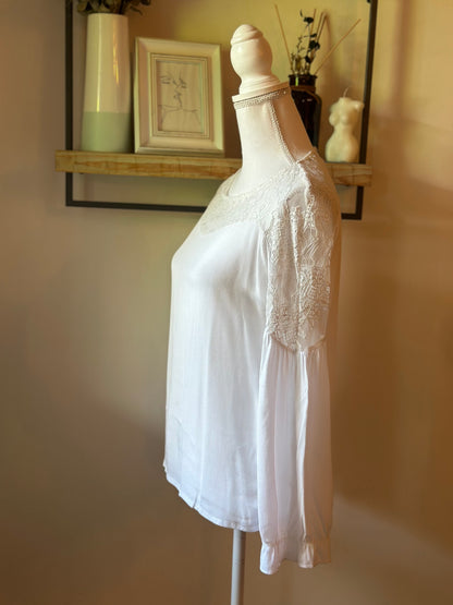 Blouse blanche dentelle T.36